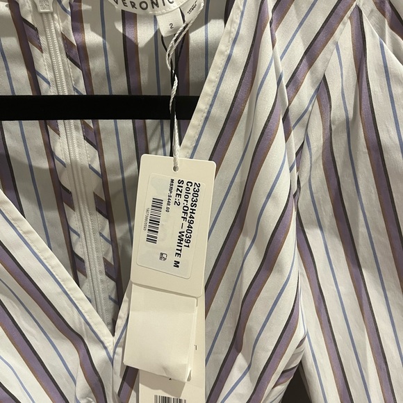 NWT Veronica Beard Seema stripe-print shirt - Picture 4 of 5